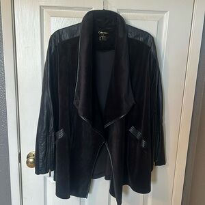 Calvin Klein xl faux leather trim and black velvet polyester